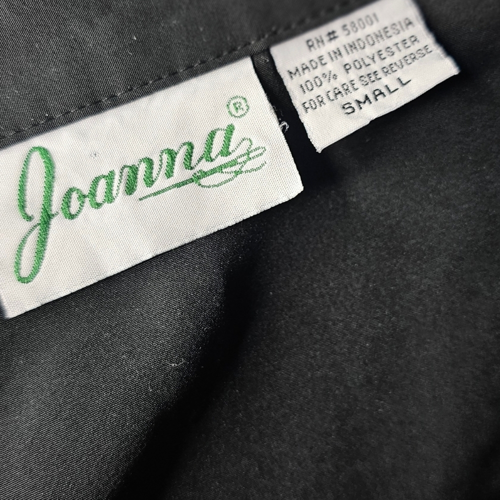 Vintage 90s JOANNA Black Satin Finish Button Down Blouse | Oversized Shirt - Picture 5 of 5